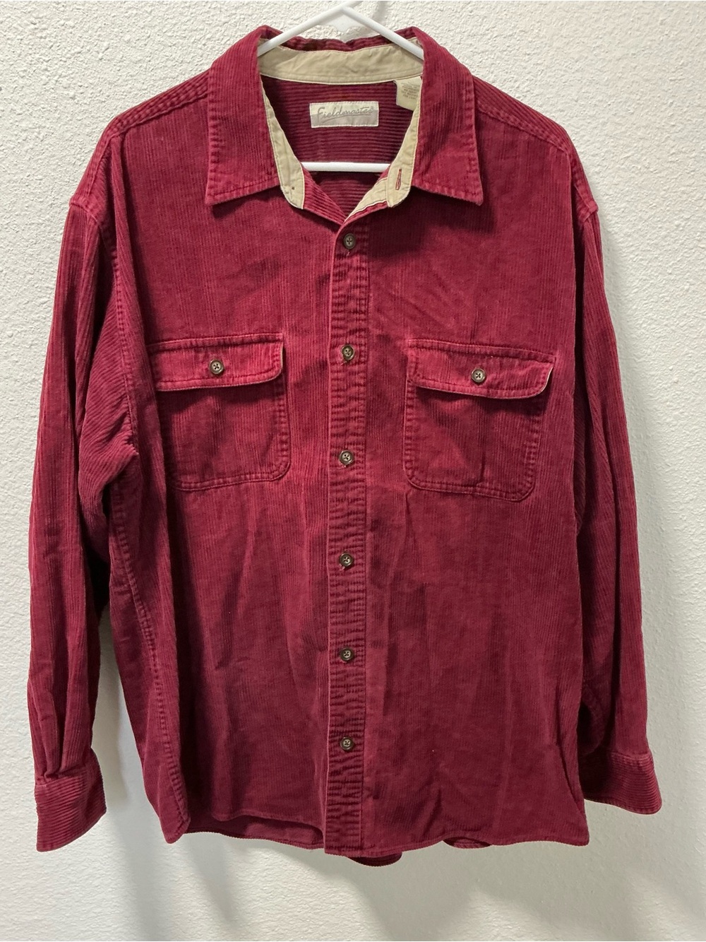 Vintage Sears Fieldmaster Corduroy Long Sleeve Button Down Shirt Men’s L Burg